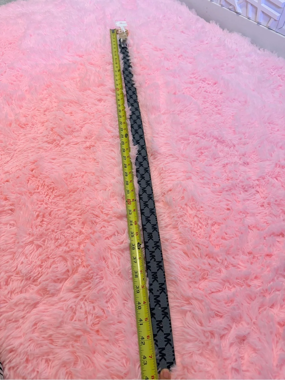 Michael Kors Reversible Black and Gray Monogram Belt with Gold Hardware